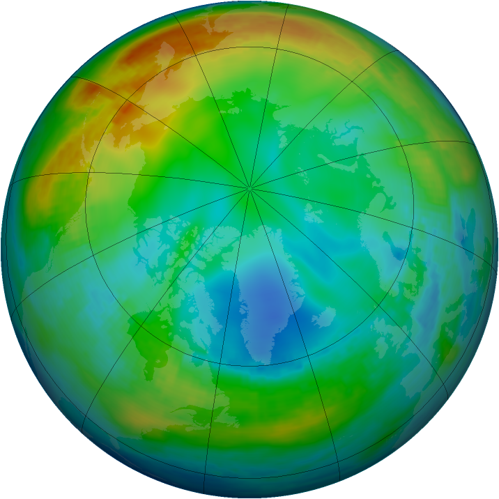 Arctic ozone map for 06 December 1985
